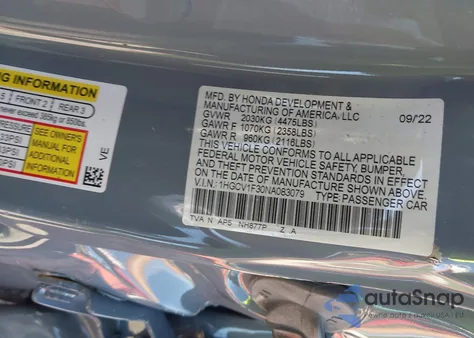 2022 Honda Accord Sport from USA, damaged, VIN 1HGCV1F30NA083079